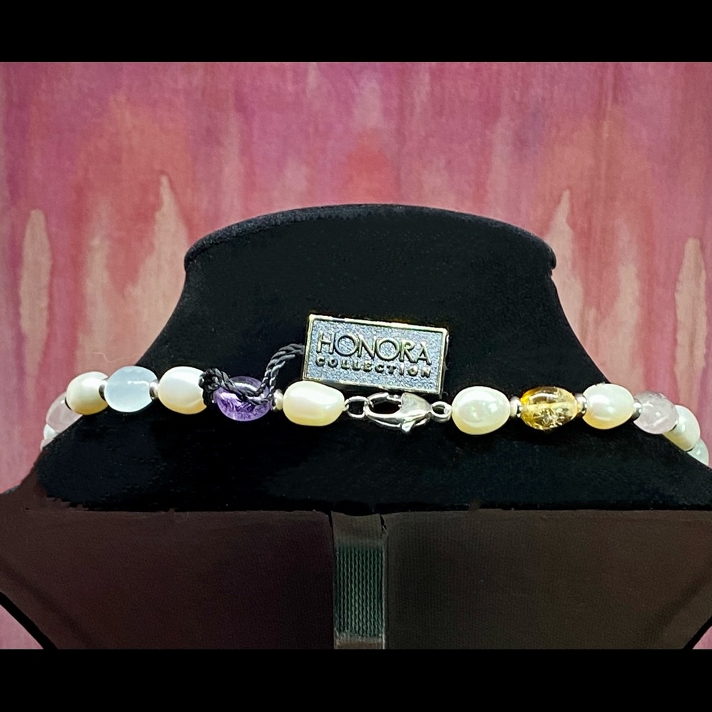 18”L Honora Baroque & Polished Gemstone Necklace - Picture 5 of 6